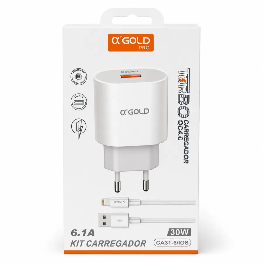 Ca31-6 αGOLD PRO 30W快充充电器套件，6.1A，包含USB-C数据线