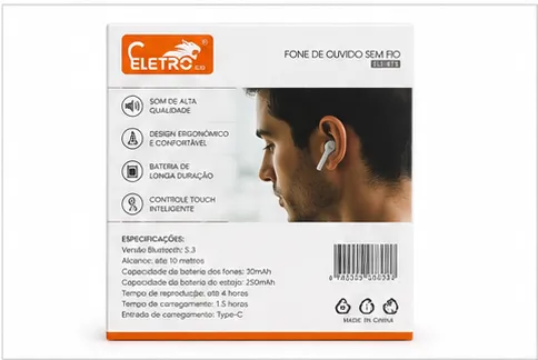 El-bt3 ELETRO无线耳机，长时间使用，白色，蓝牙5.0，降噪功能