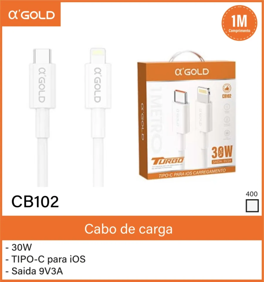αGOLD 30W快充数据线，1米，Type-C转iOS，CB102