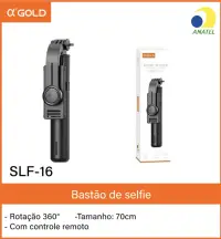 αGOLD SLF-16 360°旋转自拍杆，70cm，带遥控