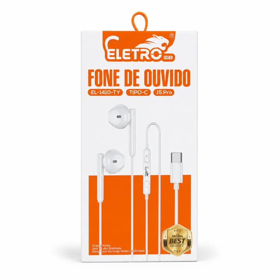 ELETRO耳机 EL-1410-TY Tipo-C 15 Pro，白色，适用于手机