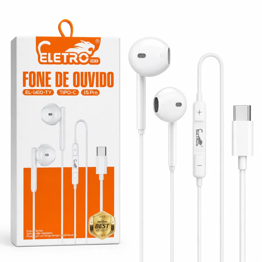 ELETRO耳机 EL-1410-TY Tipo-C 15 Pro，白色，适用于手机