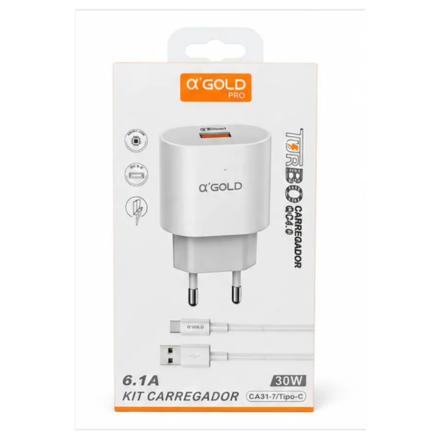 Ca31-7 α GOLD PRO 30W 快充充电器套件，6.1A，USB-C接口