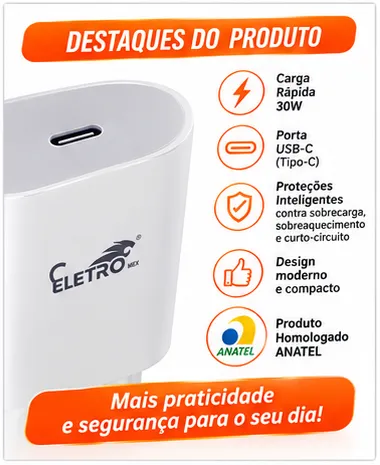 El-1005-PD ELETRO 30W快充充电器套件，6.1A，包含数据线