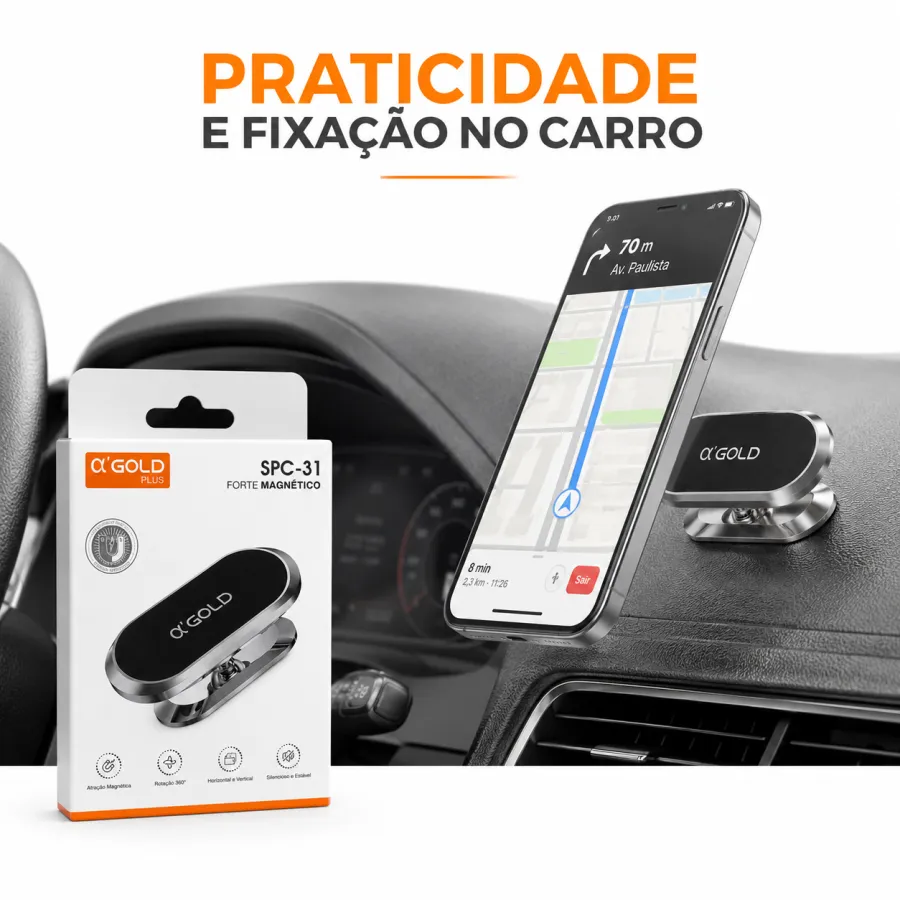 α GOLD SPC-31 磁性支架，360°旋转，适用于汽车、家居、办公室等