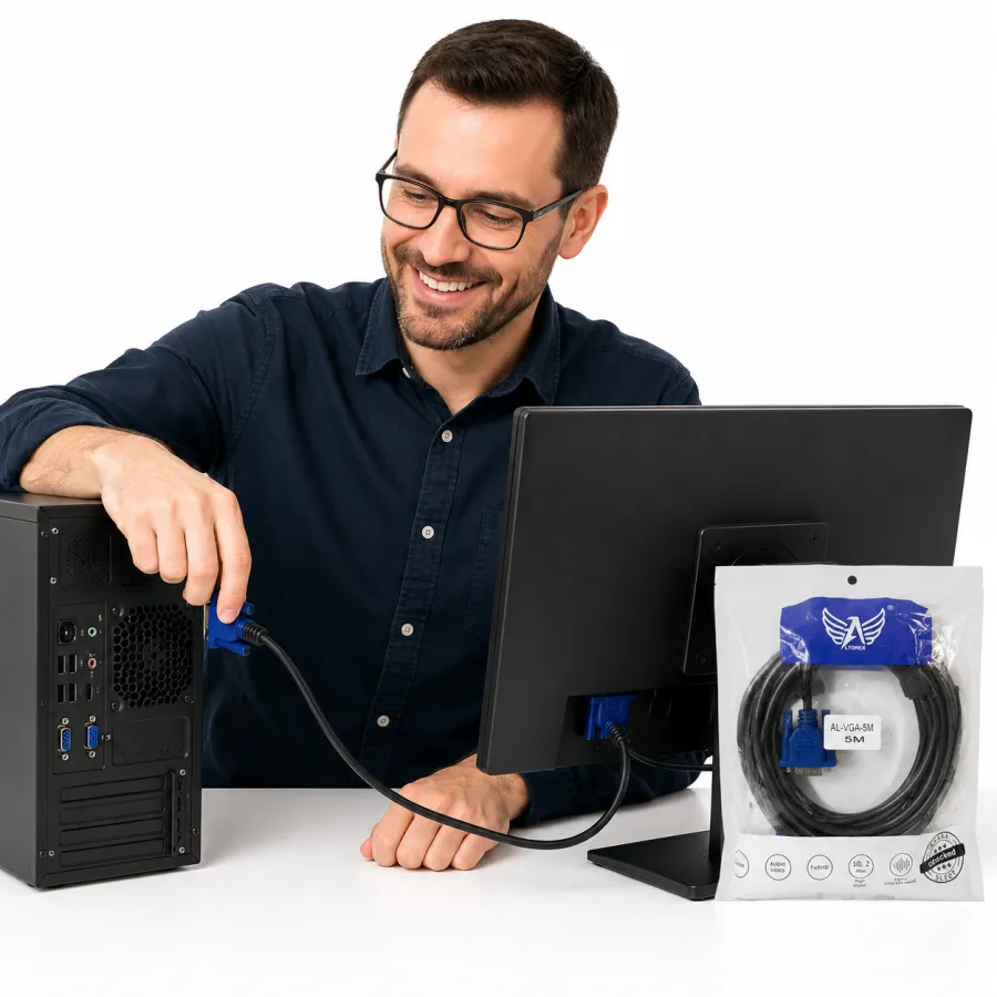 Al-VGA-5M ALTOMEX 5米VGA视频线，高清音频视频传输，适用于电脑和显示器