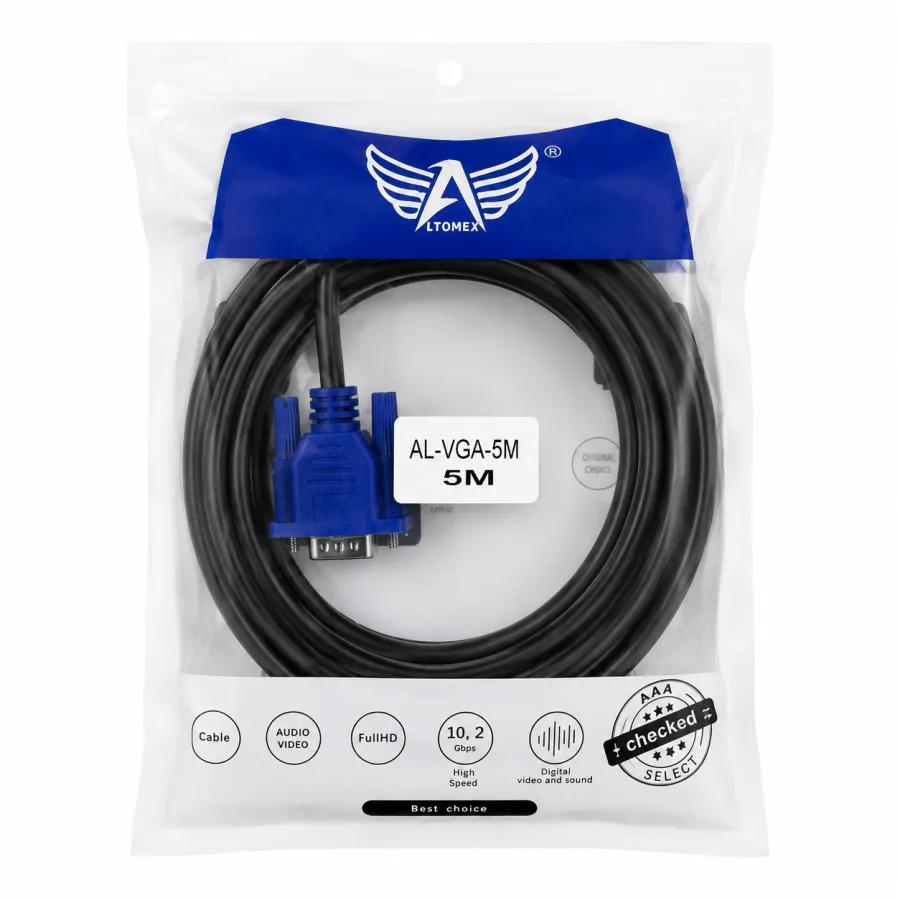 Al-VGA-5M ALTOMEX 5米VGA视频线，高清音频视频传输，适用于电脑和显示器