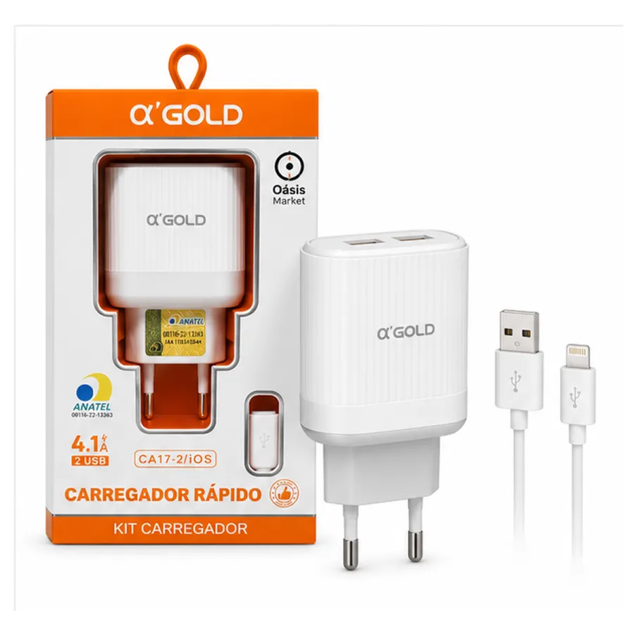 α GOLD 快充充电器 CA17-2/iOS，2 USB接口，4.1A，适用于多种设备