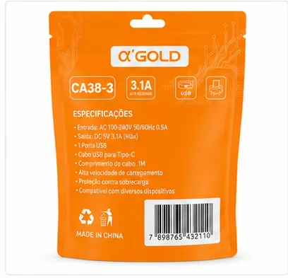α GOLD CA38-3 快充充电器 3.1A USB 适配器
