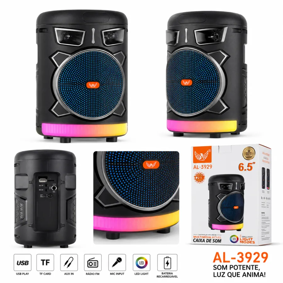 AL-3929 ALTOMEX 6.5英寸多媒体移动音箱 USB/FM功能 LED灯效