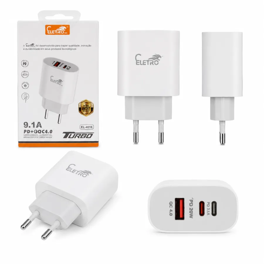 ELETRO 9.1A 快充充电器，支持PD+QGC4.0，型号EL-4016