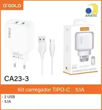 αGOLD快充充电器套装 CA23-3，2个USB接口，5.1A，TYPE-C