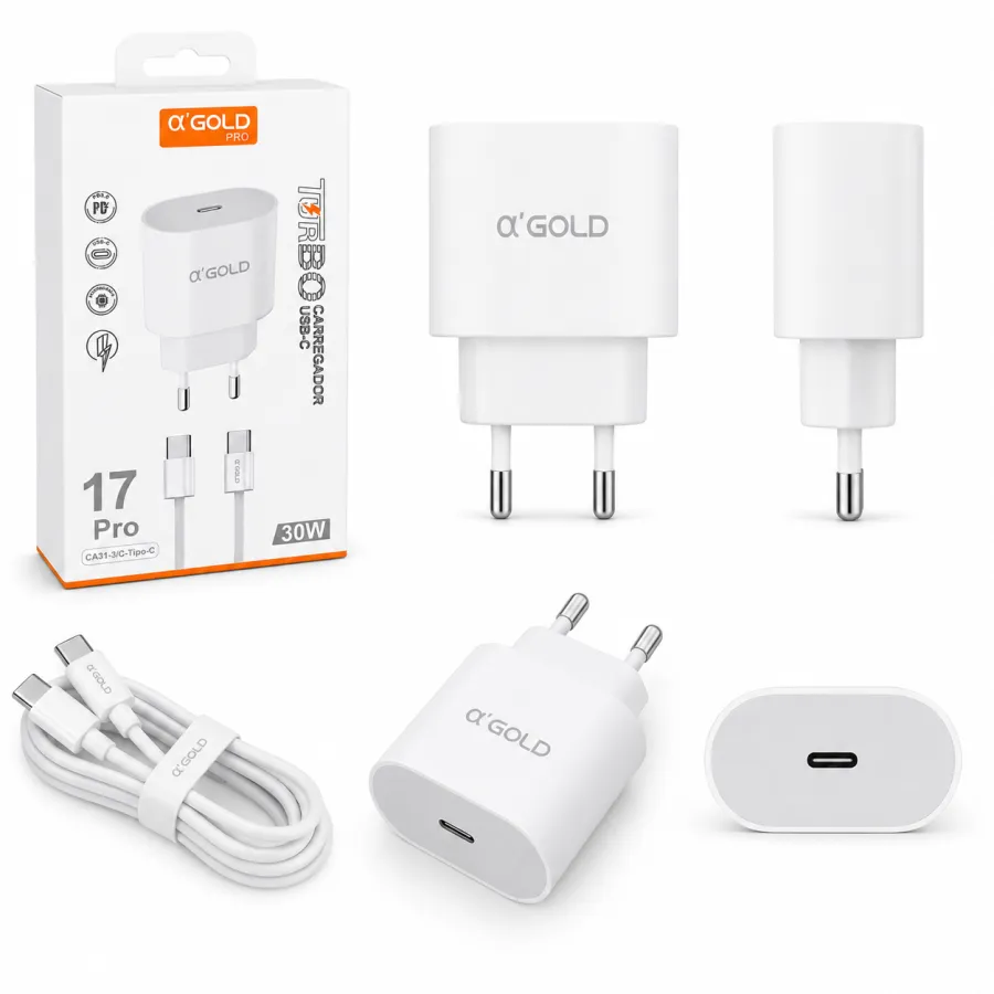 Ca31-3 α'GOLD Pro 30W快充充电器，USB-C接口，适用于17 Pro