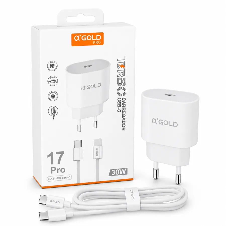 Ca31-3 α'GOLD Pro 30W快充充电器，USB-C接口，适用于17 Pro