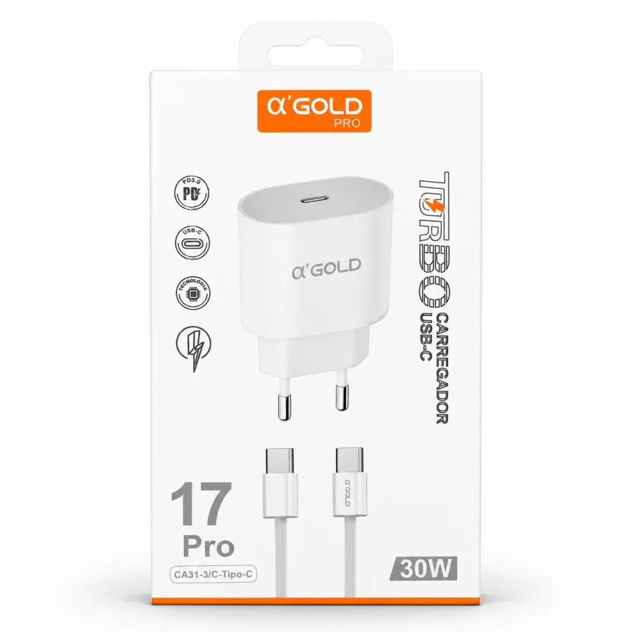 Ca31-3 α'GOLD Pro 30W快充充电器，USB-C接口，适用于17 Pro