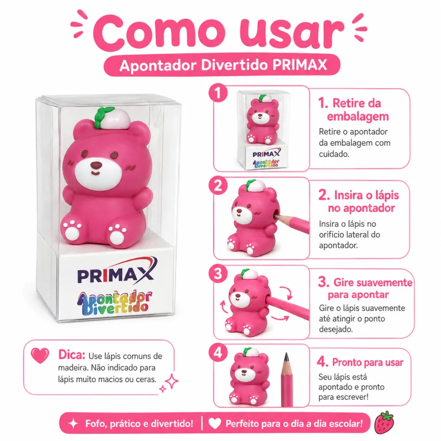 PRIMAX可爱熊猫卷笔刀，粉色和红色两款，适合学生和办公使用