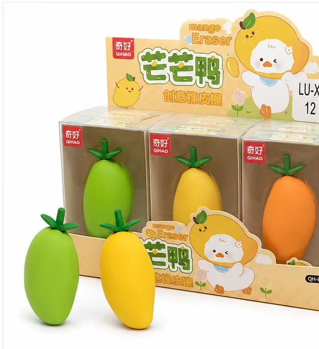 可爱水果橡皮擦 12个装 橙色和绿色 适合学生文具