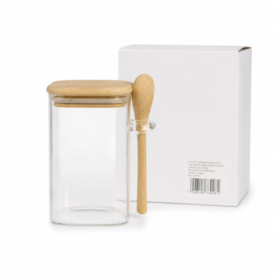 透明玻璃储物罐 带木勺 适用于厨房收纳