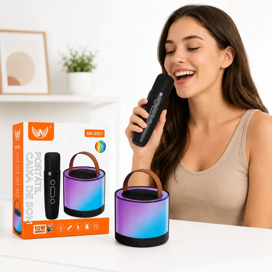 ALTOMEX AM-8581 便携式蓝牙音箱 10W输出 带麦克风 多彩灯光