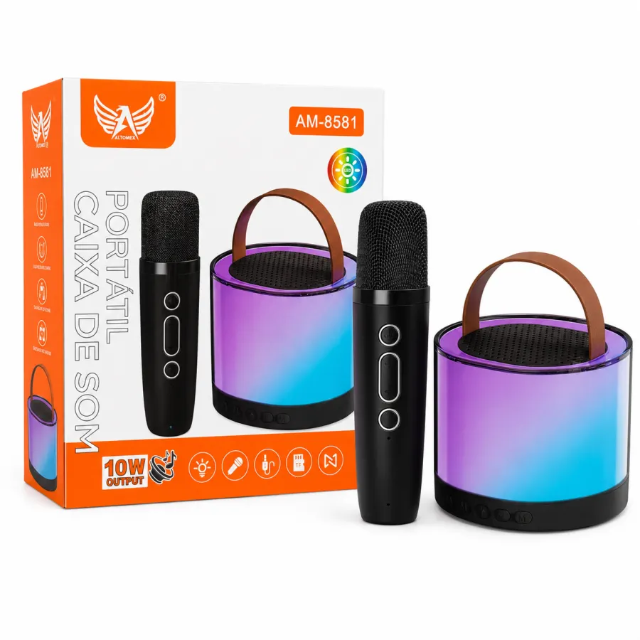 ALTOMEX AM-8581 便携式蓝牙音箱 10W输出 带麦克风 多彩灯光