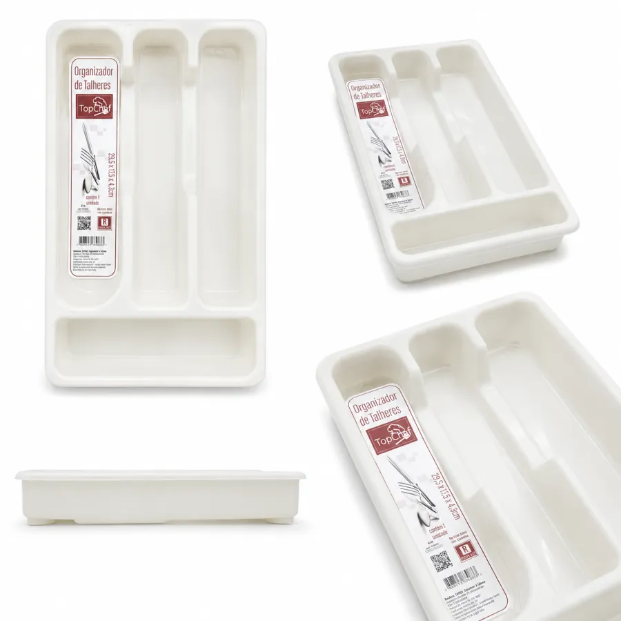 TopChef餐具整理器，塑料材质，适用于厨房收纳，白色，尺寸：28.5x15.5cm