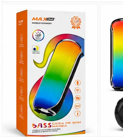 MAXNOE Bass音响，彩虹LED灯，便携式蓝牙音箱，极低音，适合派E