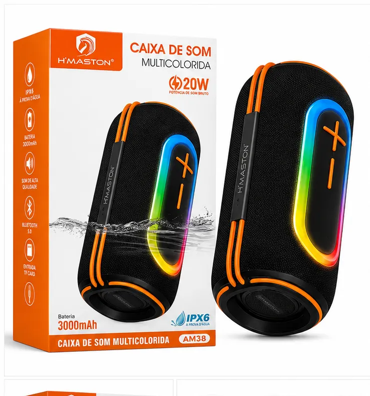 H'MASTON AM38 多彩蓝牙音箱 3000mAh 防水 IPX6 20W