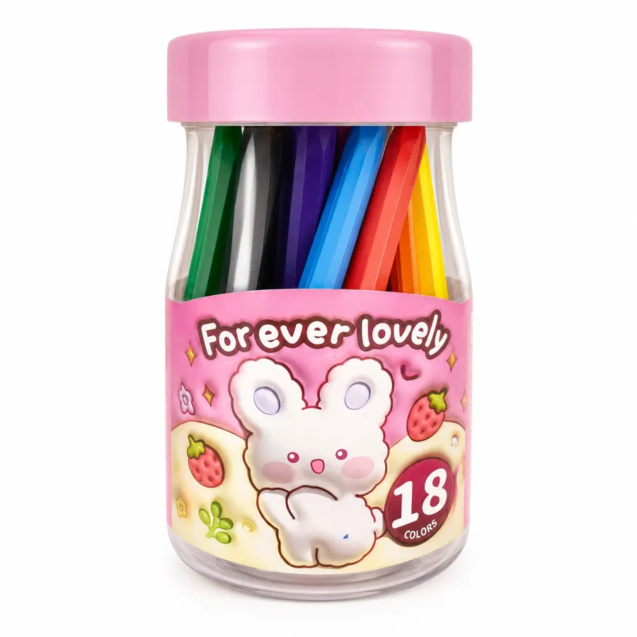 可爱兔子彩色笔套装，18色，适合儿童绘画，Forever Lovely品牌