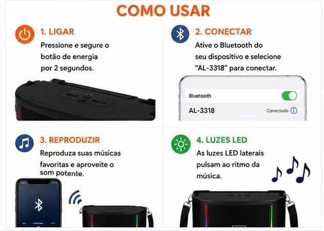 ALTOMEX AL-3318 50W 蓝牙音箱，便携式设计，带天线，适合户外使用