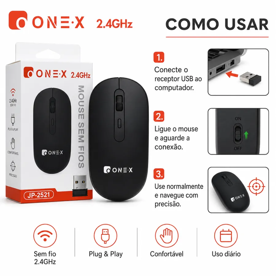 ONEX 无线鼠标 2.4GHz JP-2521 黑色