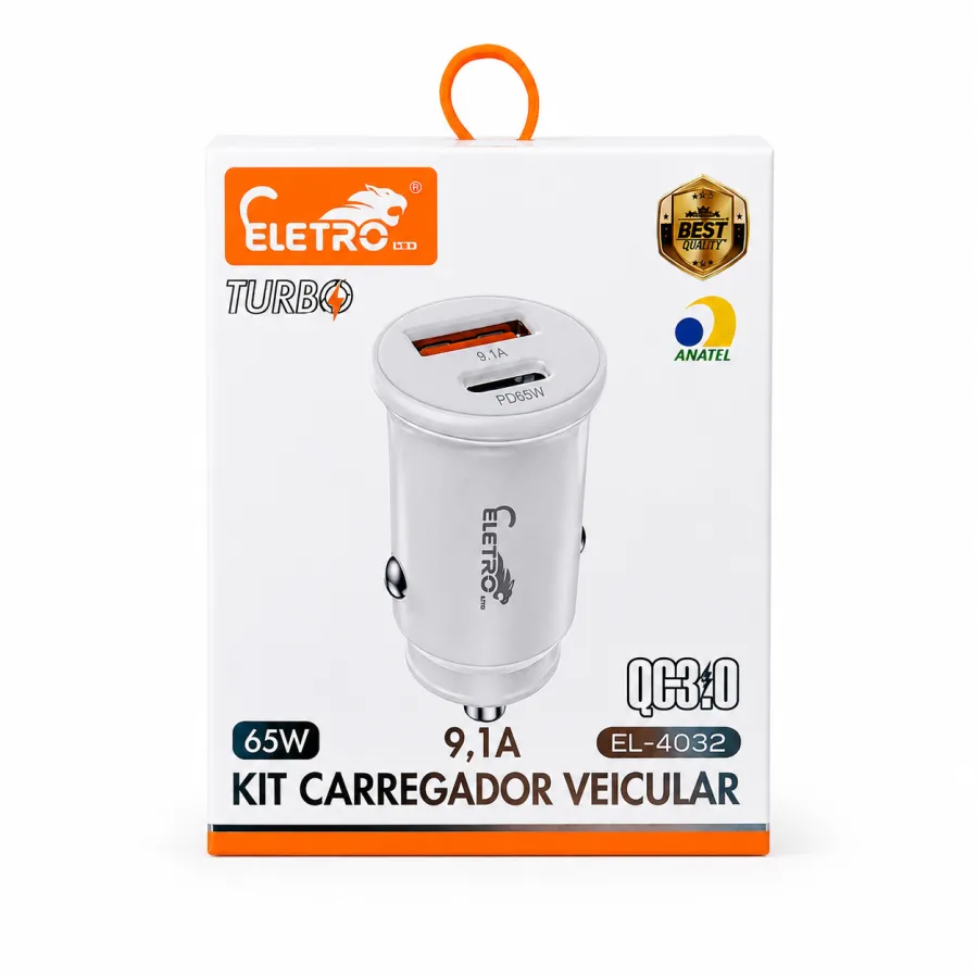 ELETRO 65W车载充电器，QC3.0快充，9.1A，EL-4032