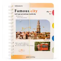 Famous City笔记本，带精美插图，适合记录旅行灵感，规格：A5，适合书写
