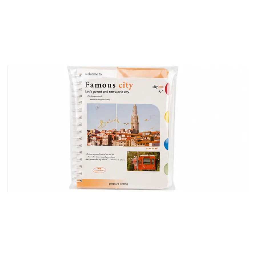 Famous City笔记本，带精美插图，适合记录旅行灵感，规格：A5，适合书写