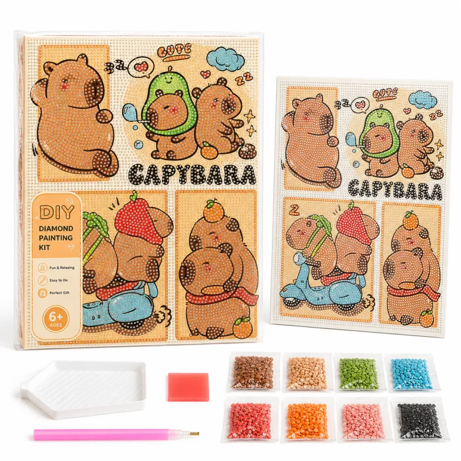 卡比巴拉可爱贴纸，四款图案，适合儿童和成人，创意装饰