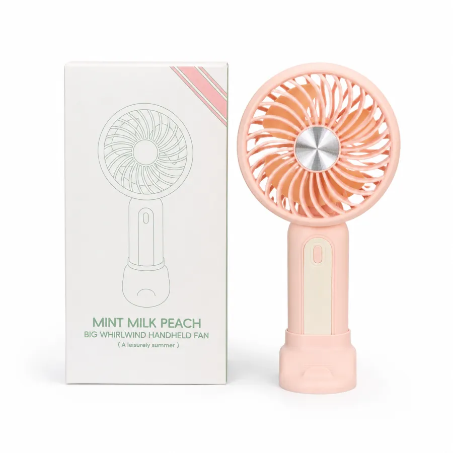 薄荷牛奶桃色大风力手持风扇，便携式夏季清凉神器