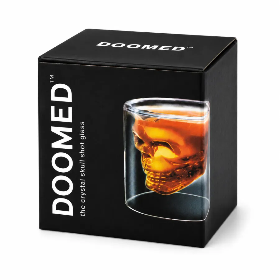 Doomed品牌玻璃杯，创意骷髅设计，适合饮用烈酒，容量约60ml