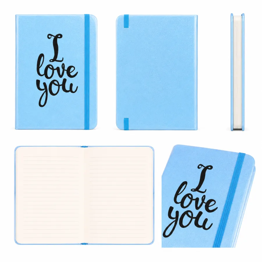 蓝色爱心本子，I love you，便携式笔记本，适合日常记录
