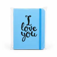 蓝色爱心本子，I love you，便携式笔记本，适合日常记录