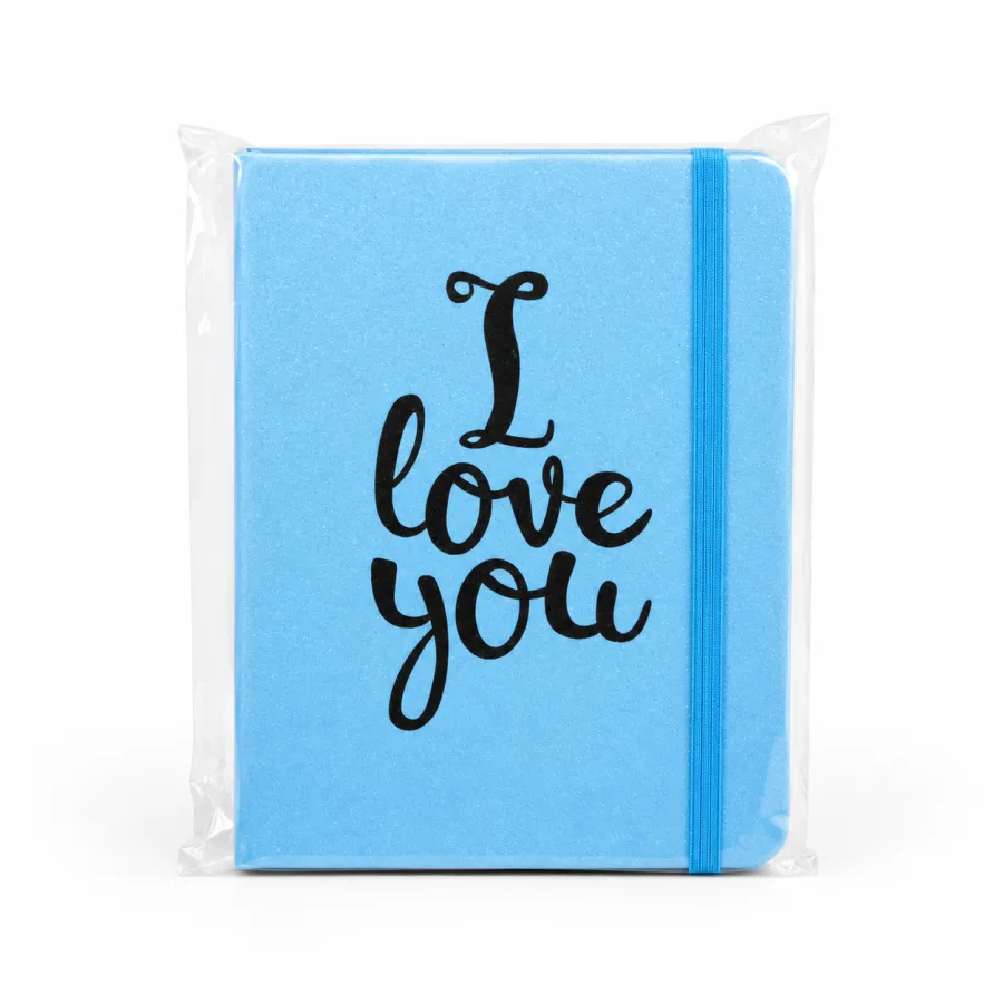 蓝色爱心本子，I love you，便携式笔记本，适合日常记录
