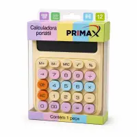 MAX0015 PRIMAX 便携式计算器，12位数，彩色键盘，适合学生和办公使用