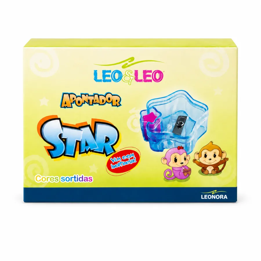 套装12个 LEO&LEO 星星形状铅笔削，颜色多样，适合儿童使用