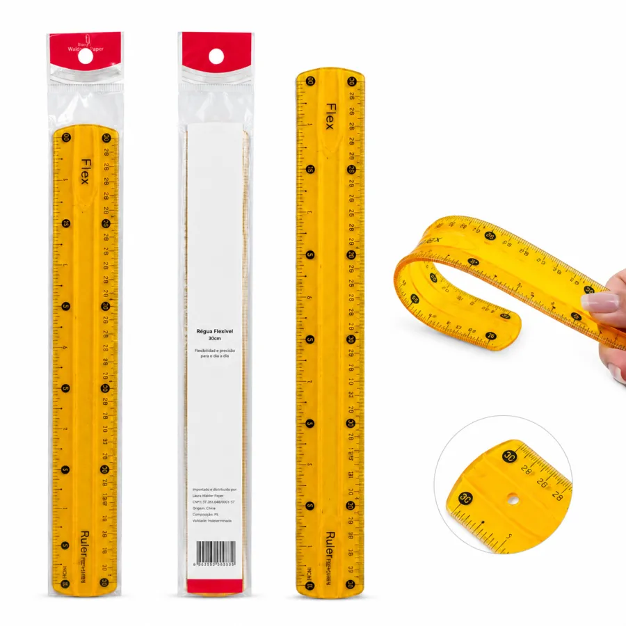 透明塑料直尺 30cm 黄色 学生文具