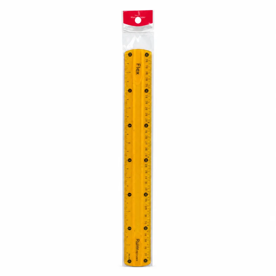 透明塑料直尺 30cm 黄色 学生文具