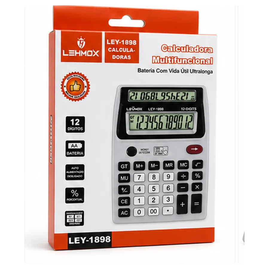 LEHMOX LEY-1898 多功能计算器，12位数，长效电池，适合办公和学习