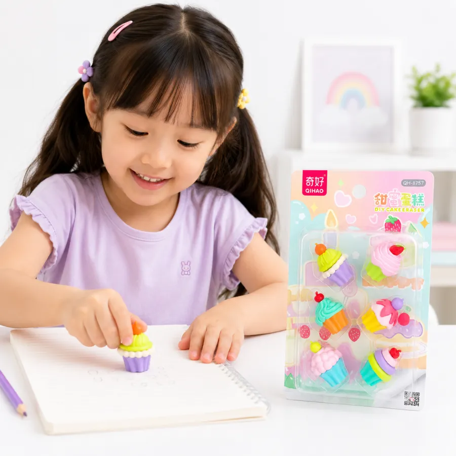 奇好 DIY 蛋糕橡皮擦 6个装 彩色可爱造型