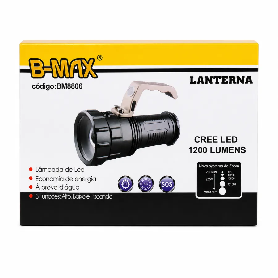 Bm8806 B-MAX 1200流明LED手电筒，CREE灯珠，三种亮度，节能设计