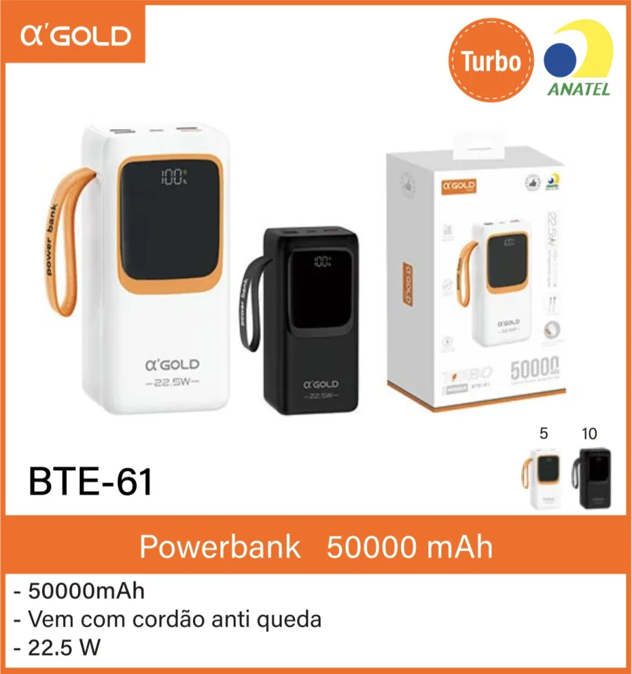αGOLD BTE-61 50000mAh移动电源，22.5W快充，防掉绳设计