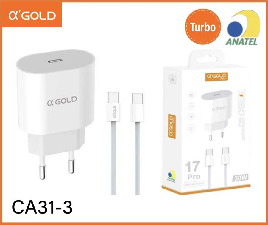 α'GOLD 30W快充USB-C充电器 CA31-3，带数据线，适用于17 Pro
