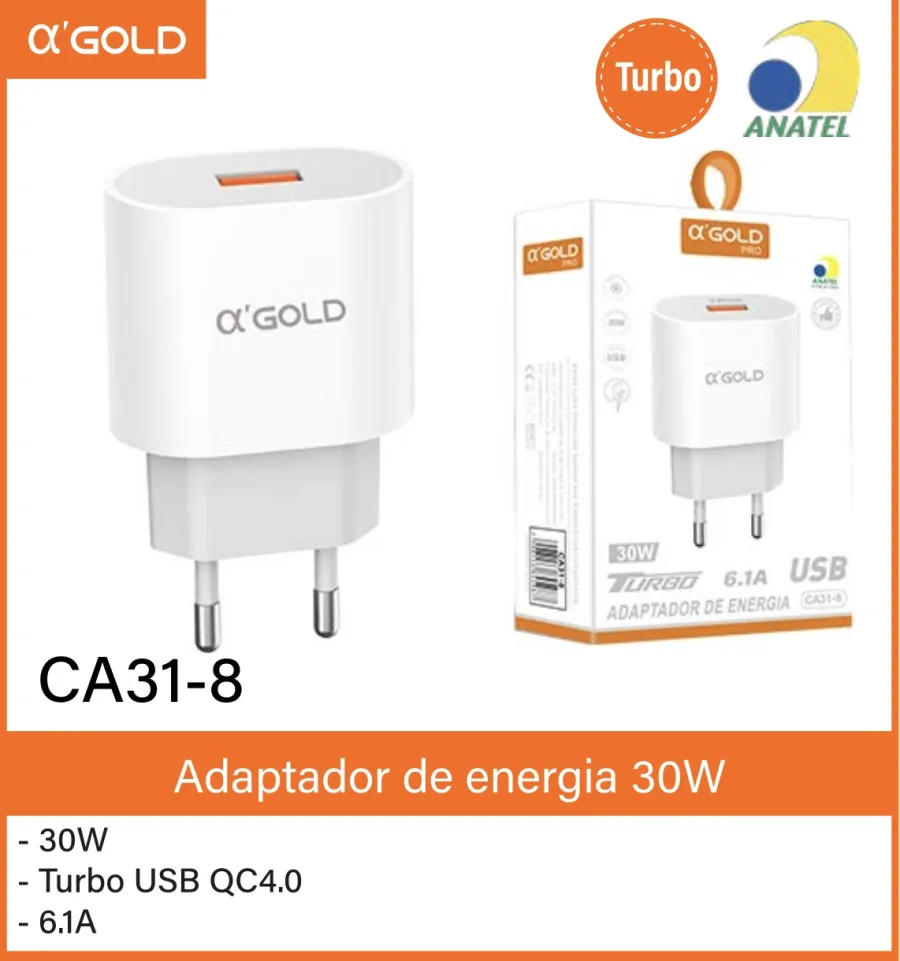 αGOLD 30W快充适配器 CA31-8，Turbo USB QC4.0，6.1A