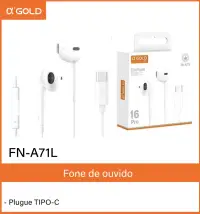 αGOLD FN-A71L USB-C耳机，白色，带麦克风，适用于手机